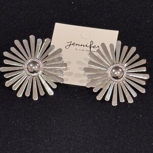 Jennifer & Company Silver tone Sunburst Statement Earrings 2.25 in Glam Boutique